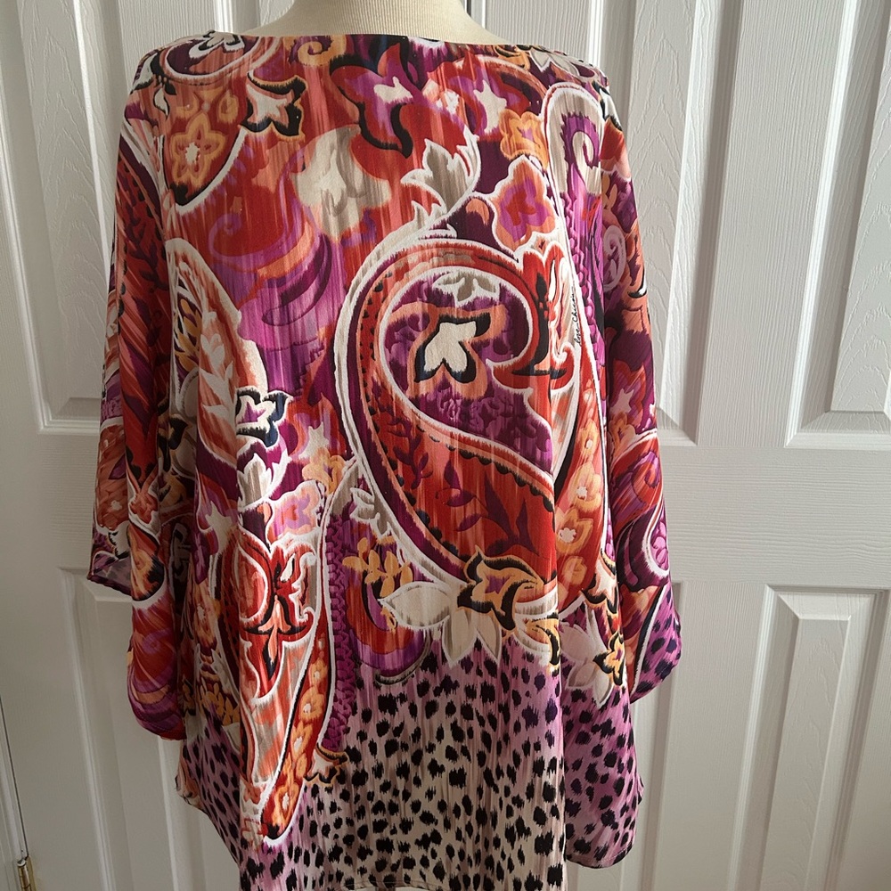 Chico's Vibrant Paisley and Leopard Tunic